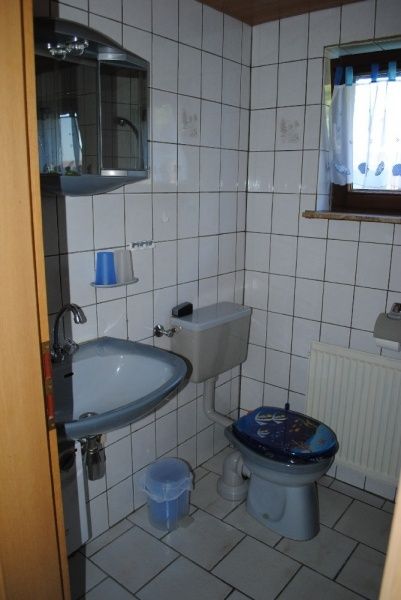 Toilette mit Dusche u Waschmaschine